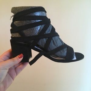 Ellen Black lace-up sandals/heels